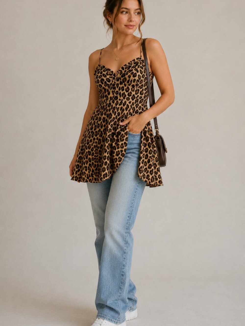Zara Leopard Cheetah Animal Print Mini Dress Button Detail Ruffle Size Small - Picture 8 of 8